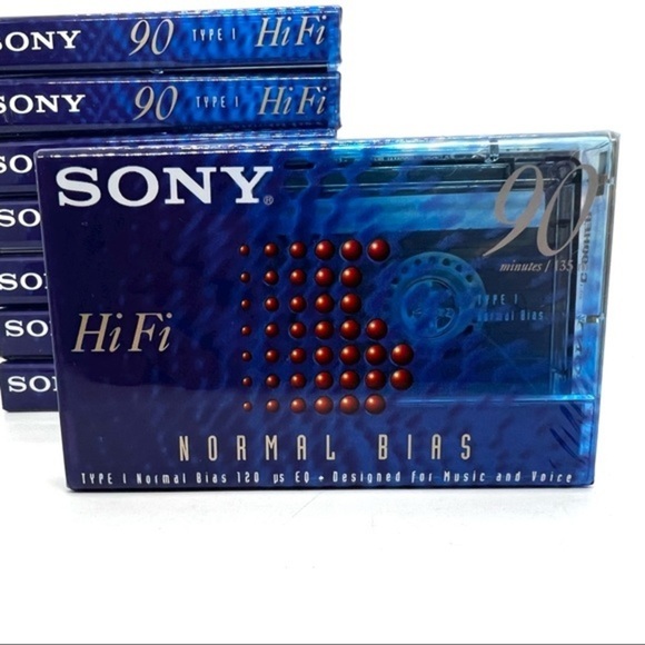 Lot Of 8 Sony Hi Fi 90 Minute Blank Cassette Tapes Type 1 Normal Bias NEW Sealed - Picture 2 of 3